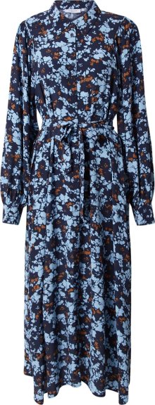 MOSS COPENHAGEN Košilové šaty \'Marcia\' námořnická modř / světlemodrá / hnědá