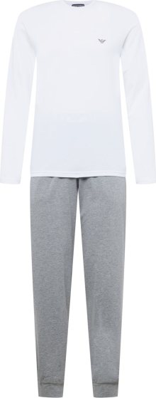 Emporio Armani Pyžamo dlouhé šedý melír / bílá