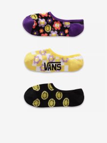 Sada tří párů dámských vzorovaných ponožek v černé, žluté a fialové barvě VANS - 37-41