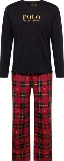 Polo Ralph Lauren Pyžamo dlouhé zlatá / rubínově červená / černá