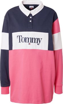 Tommy Jeans Tričko noční modrá / světle růžová / bílá