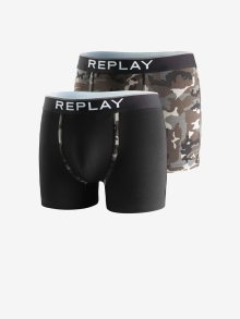 Sada dvou pánských boxerek v černé a khaki barvě Replay - S