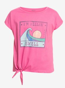 Růžové holčičí tričko s uzlem Roxy Pura Playa - 104