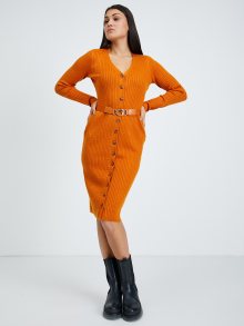 Oranžové pouzdrové svetrové šaty Guess Lena - XS