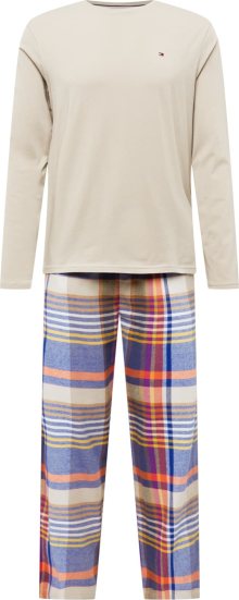 Tommy Hilfiger Underwear Pyžamo dlouhé modrý melír / hnědá / kámen / světle červená