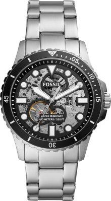 FOSSIL Analogové hodinky černá / stříbrná