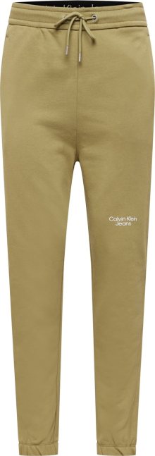 Calvin Klein Jeans Kalhoty olivová / bílá