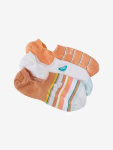Sada tří párů dámských ponožek v oranžové a bílé barvě Roxy - ONE SIZE