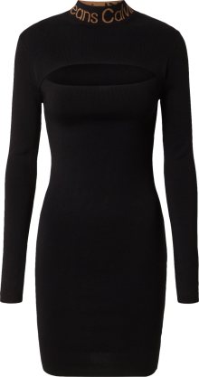Calvin Klein Jeans Úpletové šaty \'INTARSIA\' koňaková / černá