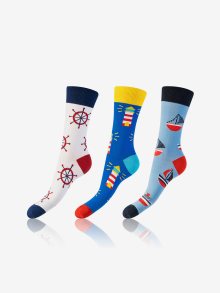 CRAZY SOCKS 3x - Zábavné crazy ponožky 3 páry - bílá - červená - modrá - 35-38