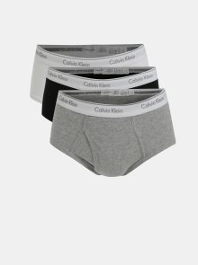 Sada tří pánských classic fit slipů v šedé, černé a bílé barvě Calvin Klein Underwear - M