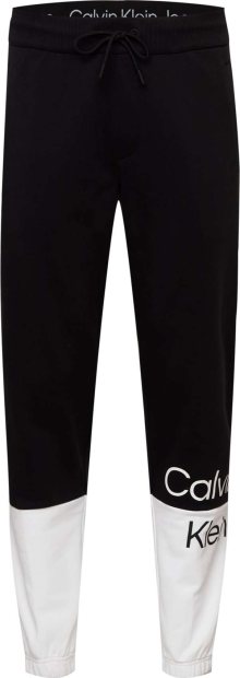 Calvin Klein Jeans Kalhoty černá / bílá