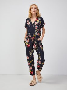 Černý květovaný overal se zavazováním CAMAIEU - S