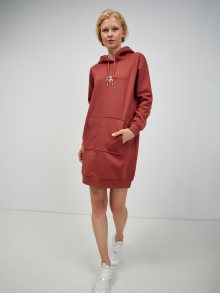 Cihlové mikinové šaty s kapucí Calvin Klein - XS