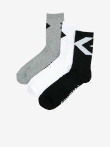 Sada tří párů ponožek v šedé, bílé a černé barvě Converse - 43-46