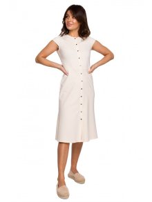 B217 Šaty áčkového střihu se zapínáním vpředu - krémové EU XXL