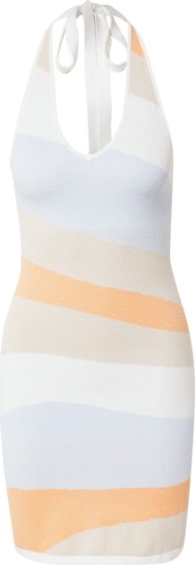 HOLLISTER Úpletové šaty tmavě béžová / světlemodrá / oranžová / bílá