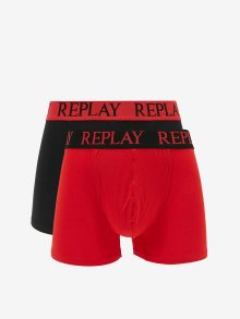 Sada dvou pánských boxerek v červené a černé barvě Replay - S
