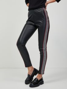 Černé koženkové slim fit kalhoty CAMAIEU - XS