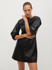 Černé koženkové šaty Mango - XS