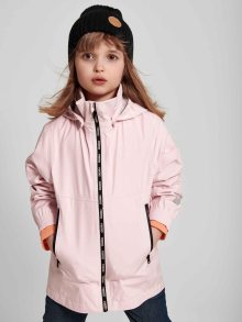 Světle růžová holčičí lehká bunda s kapucí a povrchovou úpravou Reima Kumlinge - 140