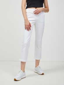 Bílé zkrácené chino kalhoty CAMAIEU - S