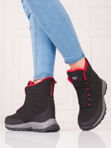Zajímavé  trekingové boty černé dámské bez podpatku