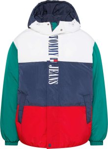 Tommy Jeans Zimní bunda námořnická modř / smaragdová / červená / bílá