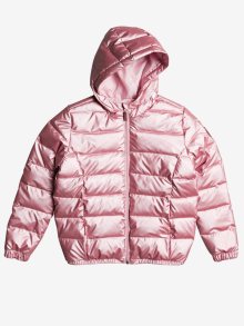 Růžová holčičí prošívaná zimní bunda s kapucí Roxy It Will Rain - 134-140