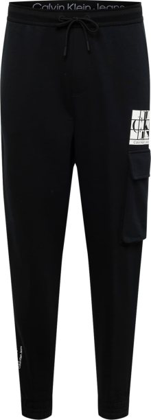 Calvin Klein Jeans Kalhoty černá / bílá