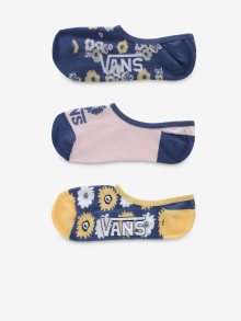 Sada tří párů vzorovaných dámských ponožek ve žluté, růžové a modré barvě VANS - ONE SIZE