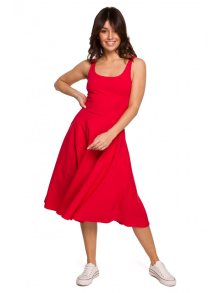 B218 Přiléhavé šaty bez rukávů - červené EU S
