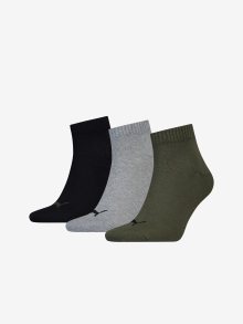 Sada tří párů ponožek v černé, šedé a khaki barvě Puma - 35-38