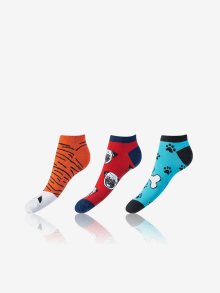 CRAZY IN-SHOE SOCKS 3x - Zábavné nízké crazy ponožky unisex v setu 3 páry - oranžová - červená - modrá - 35-38