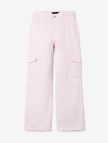 Světle růžové holčičí široké kalhoty s kapsami name it Hilse - 98-110