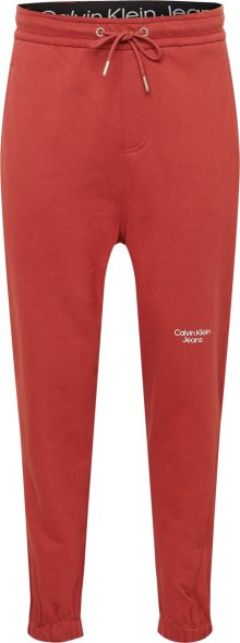 Calvin Klein Jeans Kalhoty rezavě hnědá / bílá