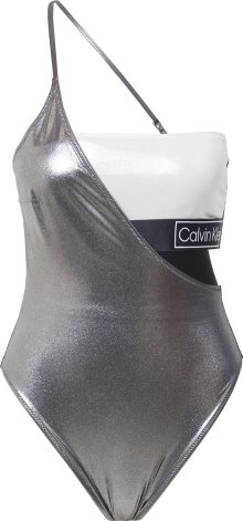 Calvin Klein Swimwear Plavky stříbrně šedá / černá / bílá