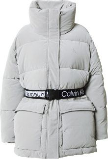 Calvin Klein Jeans Zimní bunda světle šedá / černá / bílá