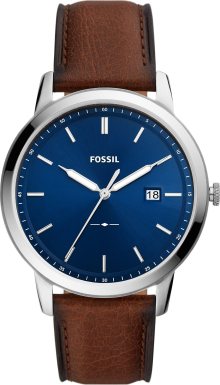 FOSSIL Analogové hodinky modrá / hnědá / stříbrná