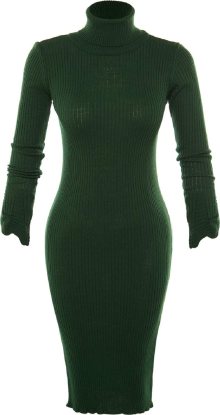 Trendyol Úpletové šaty tmavě zelená