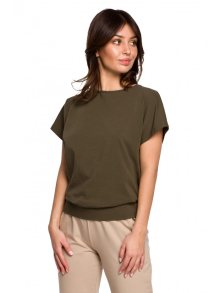 B224 Halenka s křížovým vzorem na zádech - khaki barva EU XXL