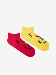 Žluto-červené vzorované ponožky Fusakle Pat a Mat - 35-38