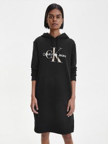 Černé mikinové šaty s kapucí Calvin Klein Jeans - XS