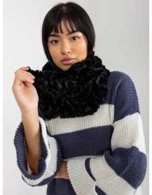 Damski sweter z kominem z faux futra GENEVE czarny