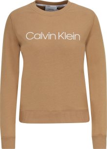 Calvin Klein Mikina světle hnědá / bílá