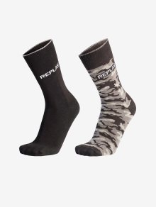 Sada dvou párů ponožek v černé a šedé barvě Replay - 43-46