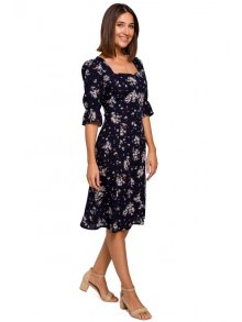 S223 Letní šaty v midi délce s květinovým potiskem - model EU S model4