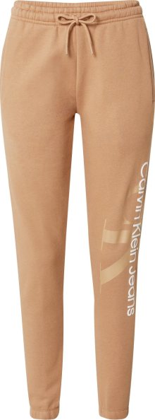 Calvin Klein Jeans Kalhoty písková / hořčicová / bílá