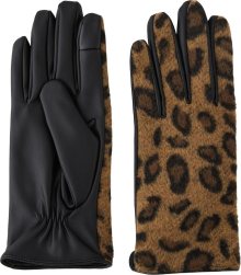 PIECES Prstové rukavice světle hnědá / tmavě hnědá / černá