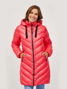 Tmavě růžový dámský prošívaný kabát s kapucí SAM 73 Fisseha - XS